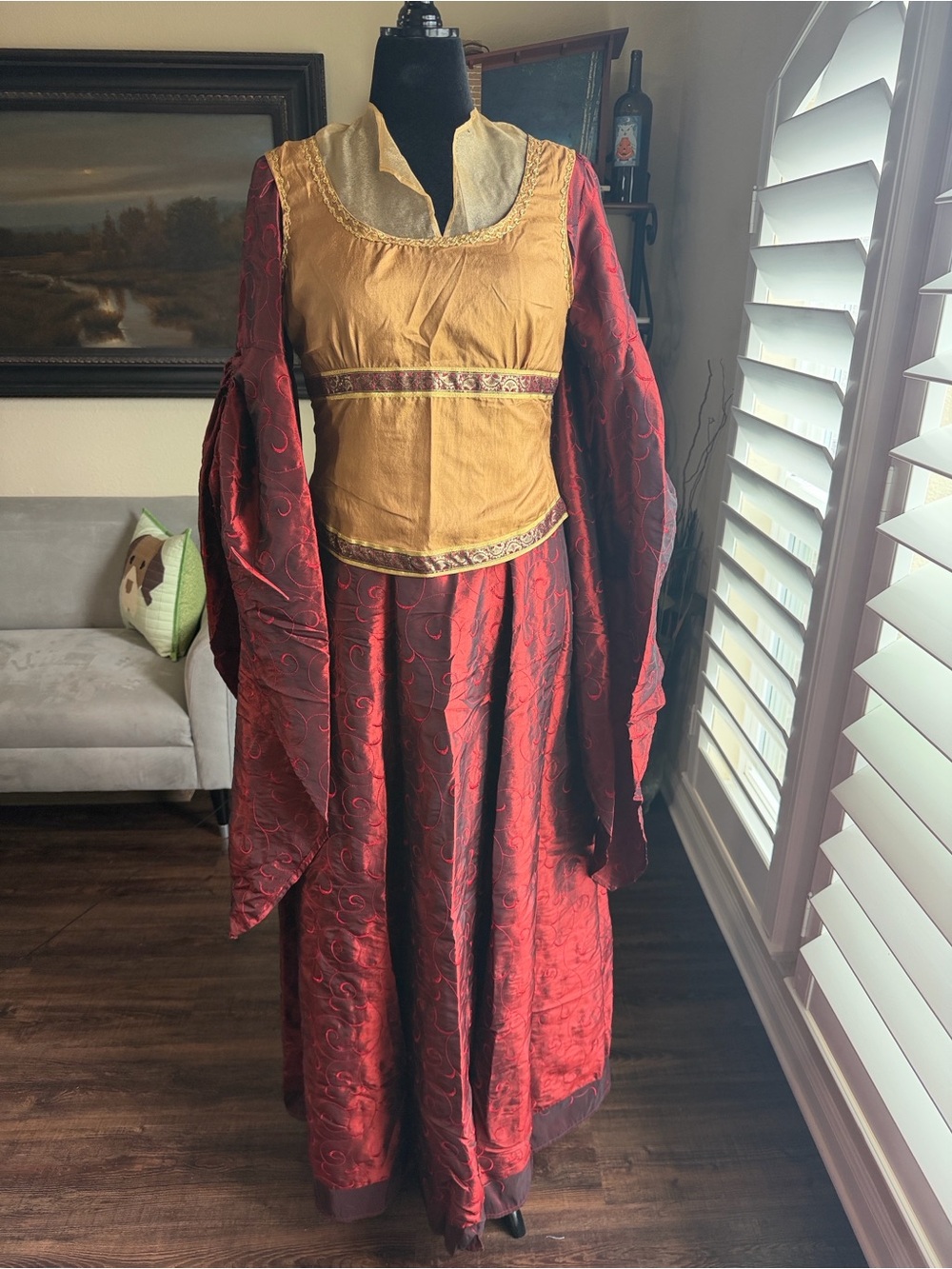 Handmade Renaissance Gown + Two Overlays • Eowyn‑Inspired • Size 10–12